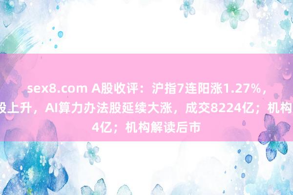 sex8.com A股收评:沪指7连阳涨1.27%,超4500股上升,AI算力办法股延续大涨,成交8224亿;机构解读后市