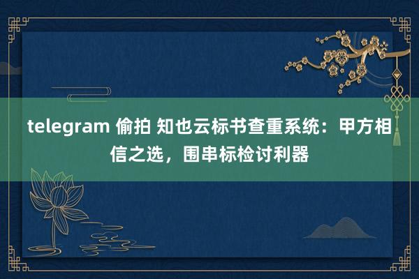telegram 偷拍 知也云标书查重系统:甲方相信之选,围串标检讨利器