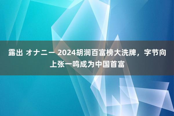 露出 オナニー 2024胡润百富榜大洗牌,字节向上张一鸣成为中国首富