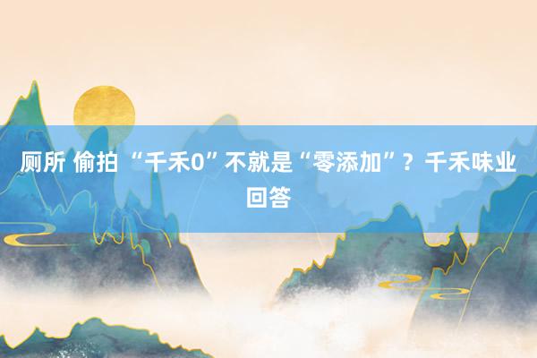 厕所 偷拍 “千禾0”不就是“零添加”?千禾味业回答